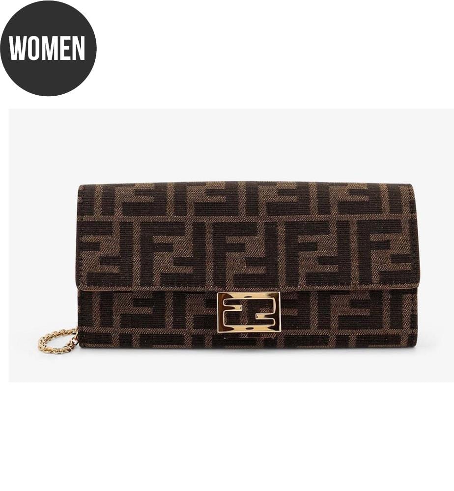 Umhängetasche „Continental With Chain Baguette FF“ – Braun und Schwarz