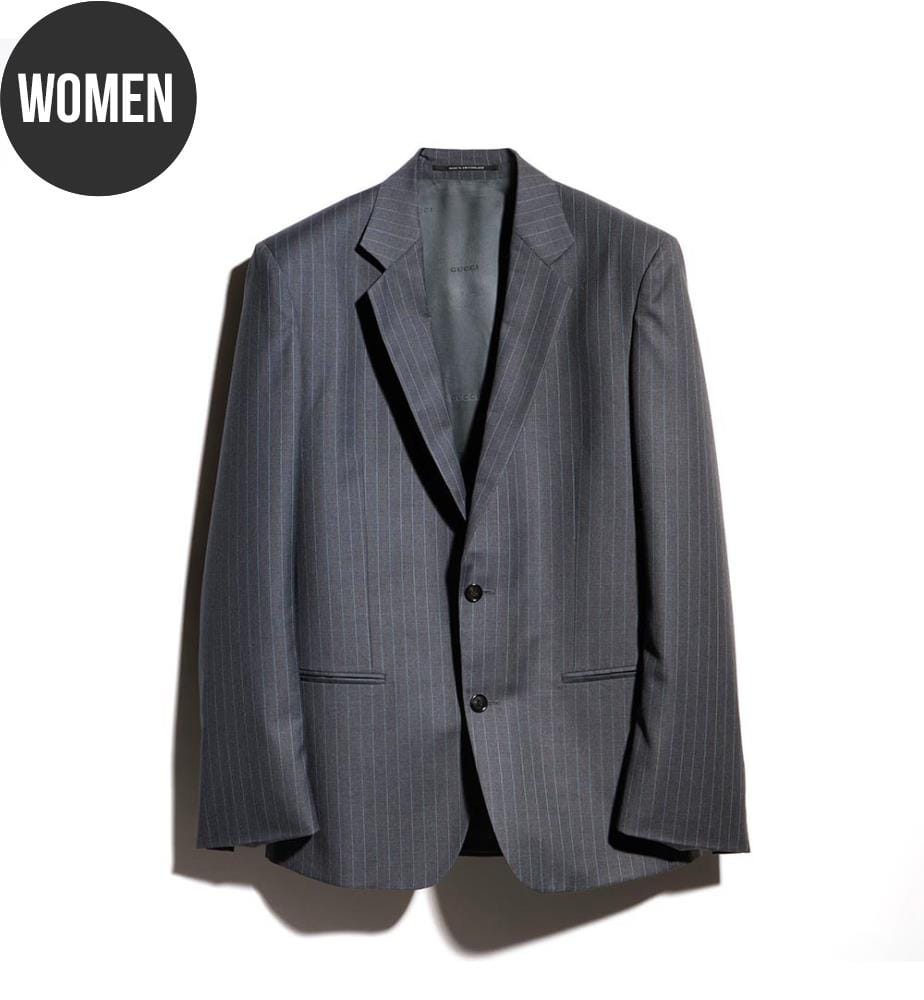 Gestreifte Wolljacke – Dunkelgrau