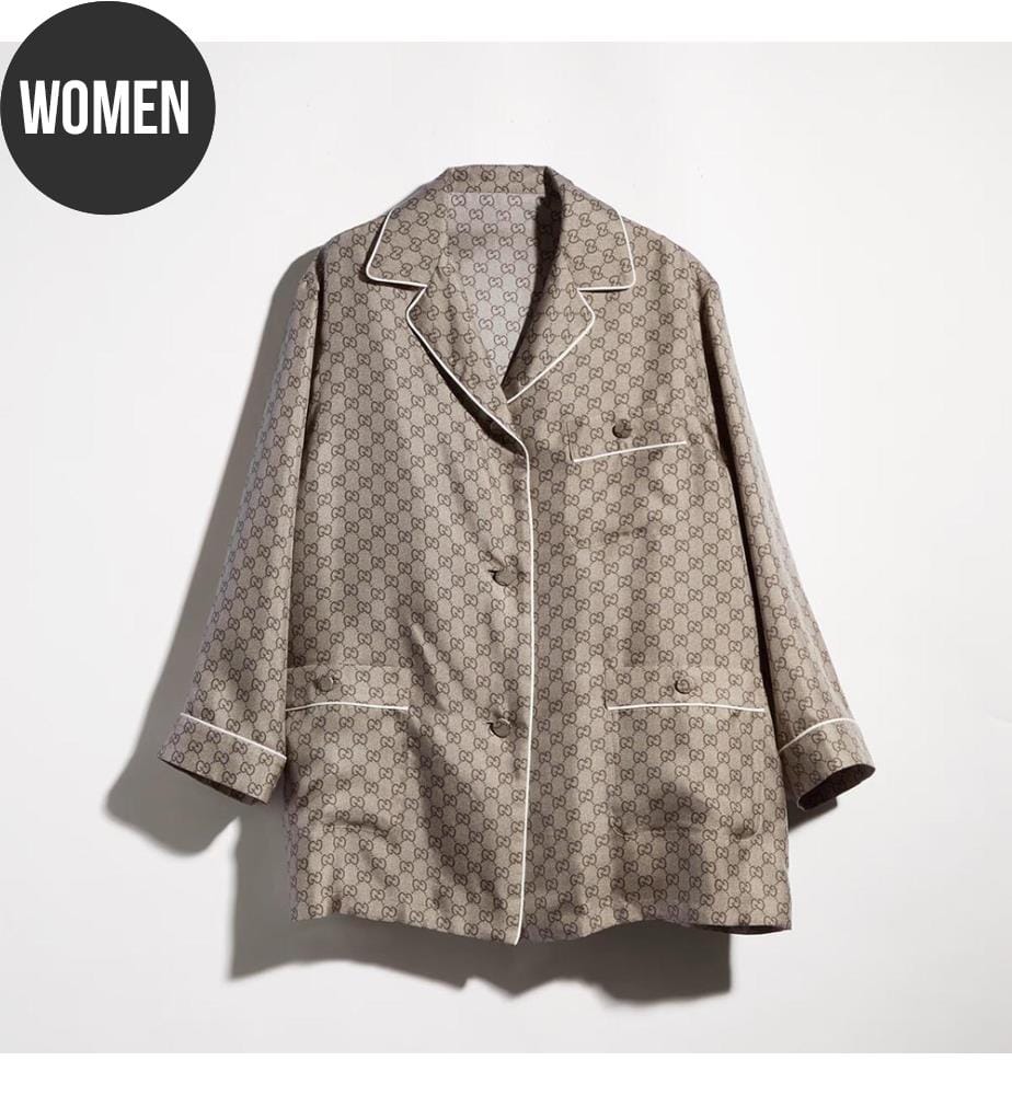 Chemise en soie imprimée - Beige