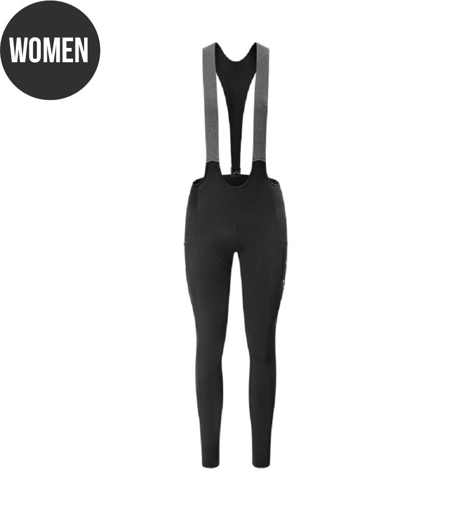 Pantaloncini da ciclismo lunghi con bretelle termici Visang - Nero