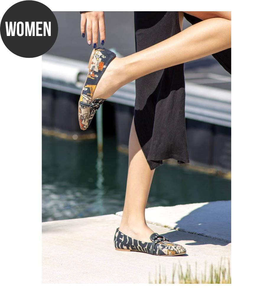 Mehrfarbige flache Schuhe aus veganem Leder - Supper Design