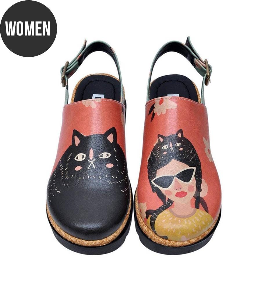 Sandales à semelles compensées en cuir végétal rose - Cat Hat Design