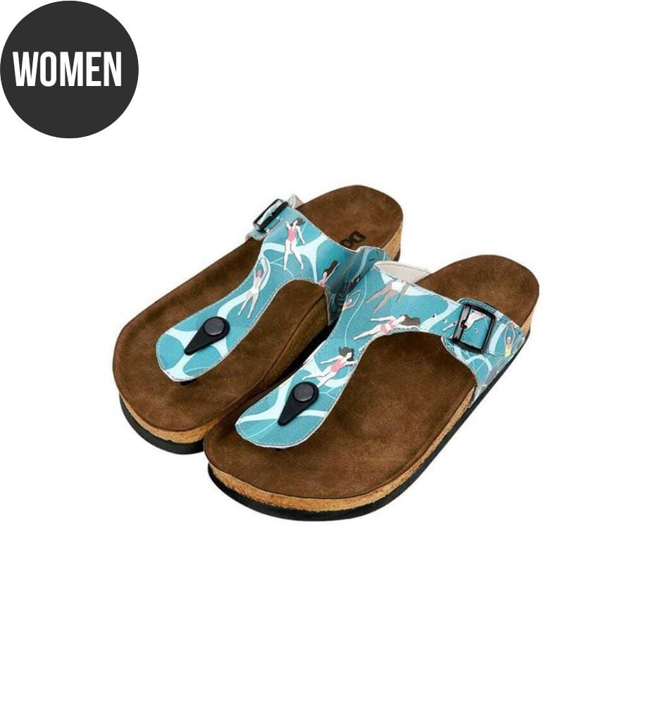 Chaussons en cuir végétal bleu - Let's Swim Design