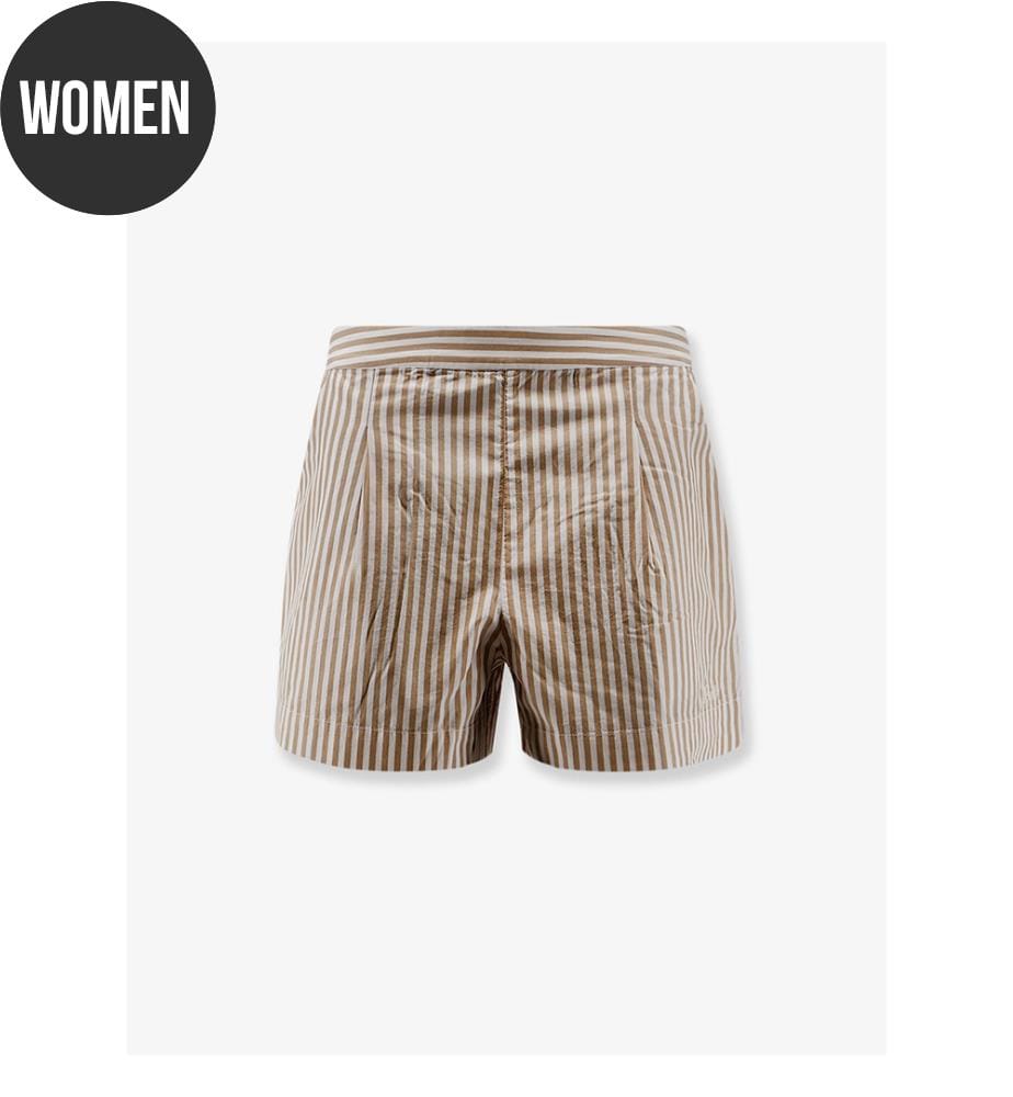 Bermuda en coton à motifs rayés Amani - Beige
