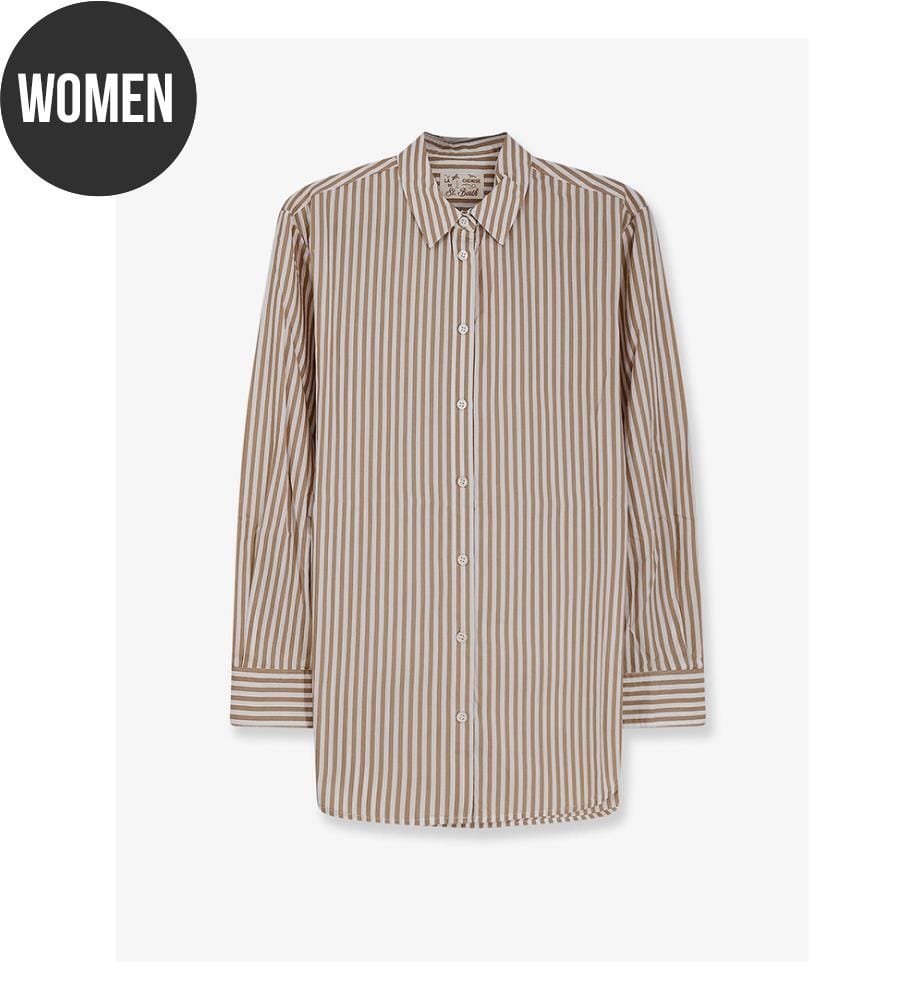 Gestreiftes Baumwollhemd Brigitte - Beige