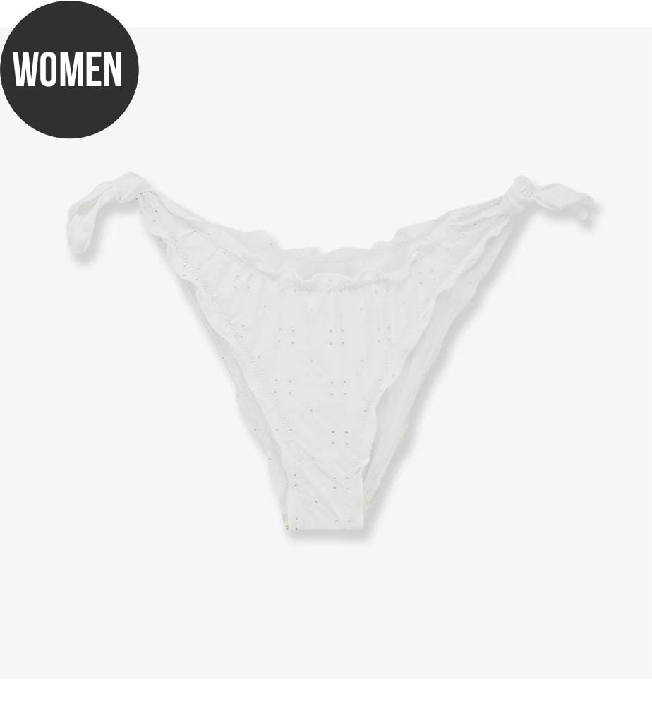 Moon embroidered bikini slip - White