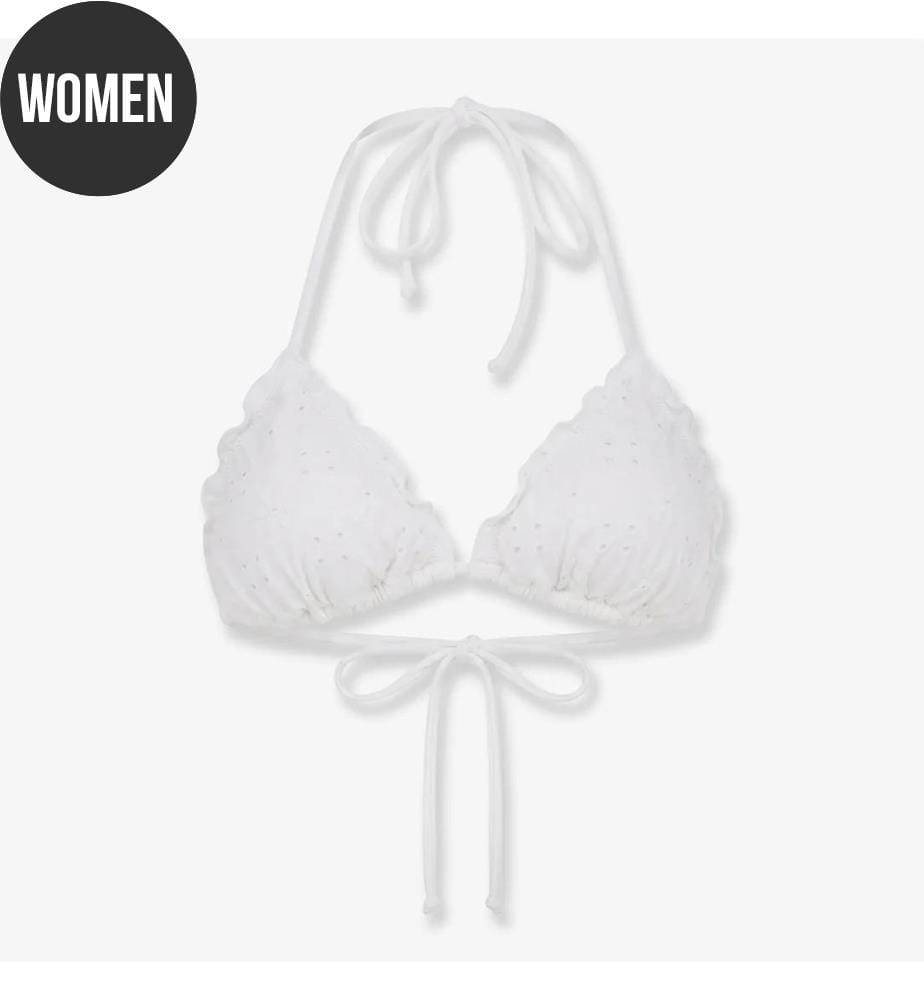 Sagittarius Embroidered Bikini Top - White