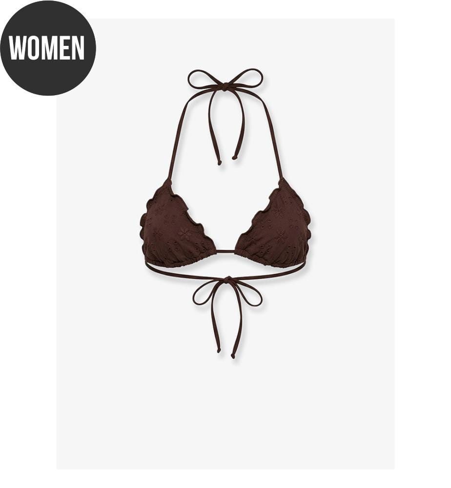 Haut de bikini Sagittarius avec broderie sur tout le corps - Marron