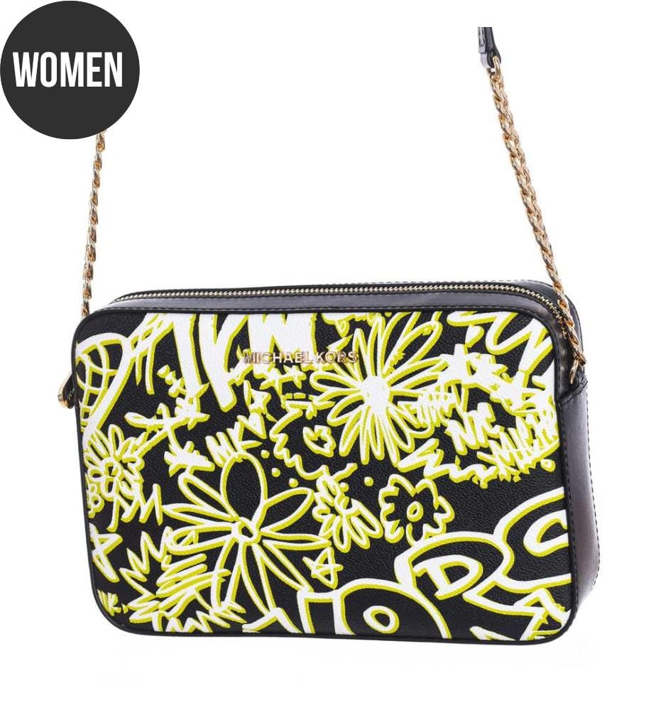 Graffiti-Schultertasche für Frauen - Schwarz / Grün