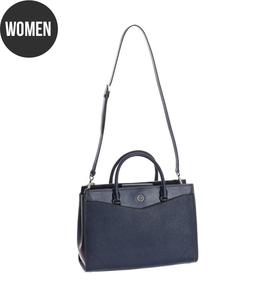 Schultertasche aus Leder - Marineblau