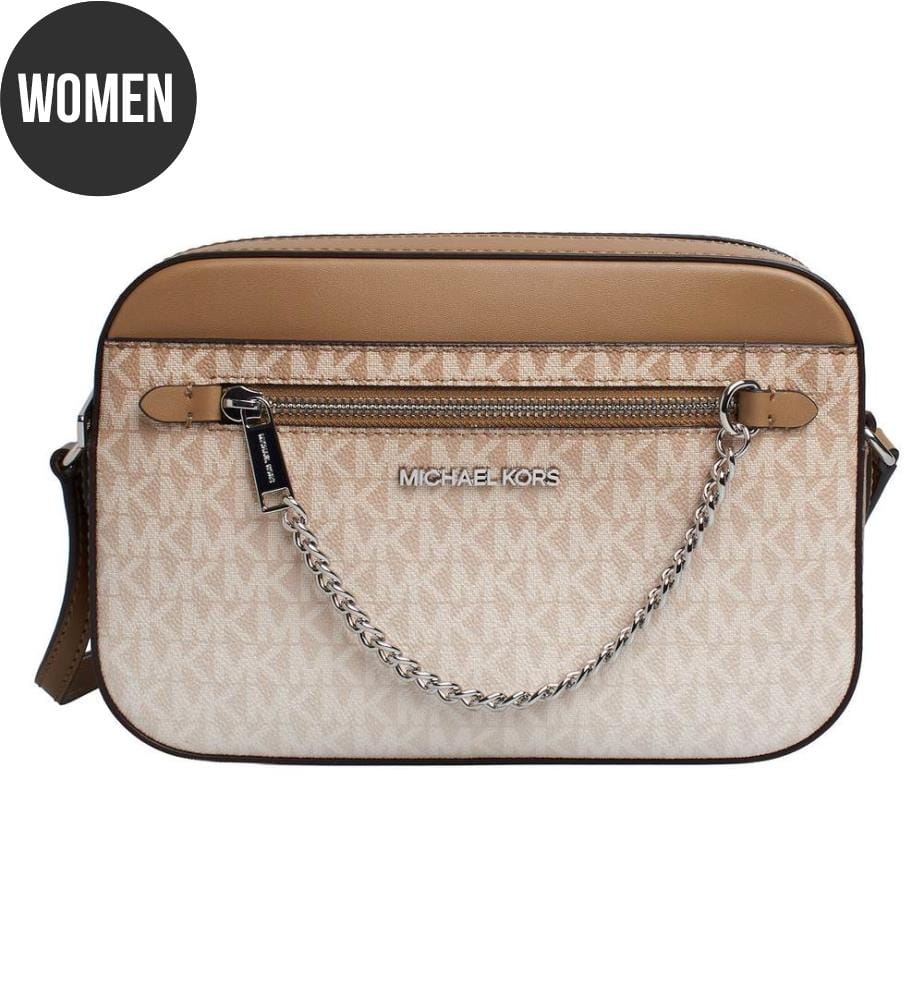 Schultertasche mit grosser Kette - Beige