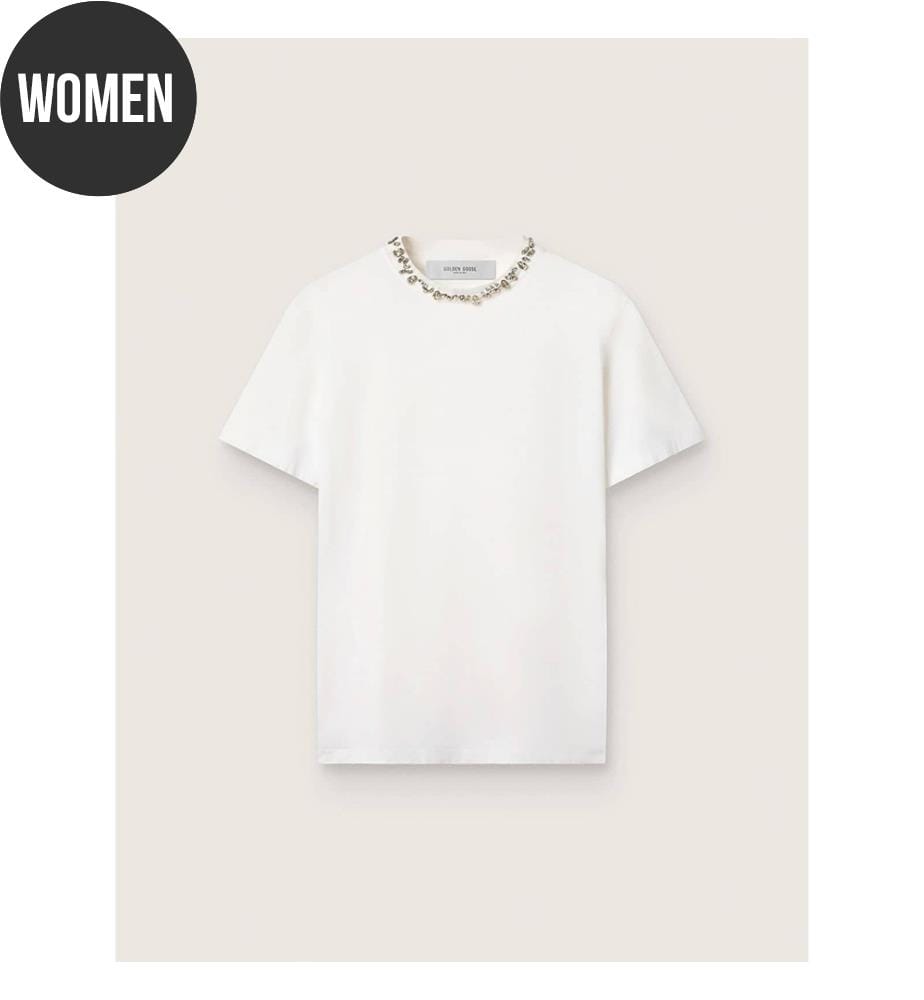 T-shirt à cristaux - Blanc vintage