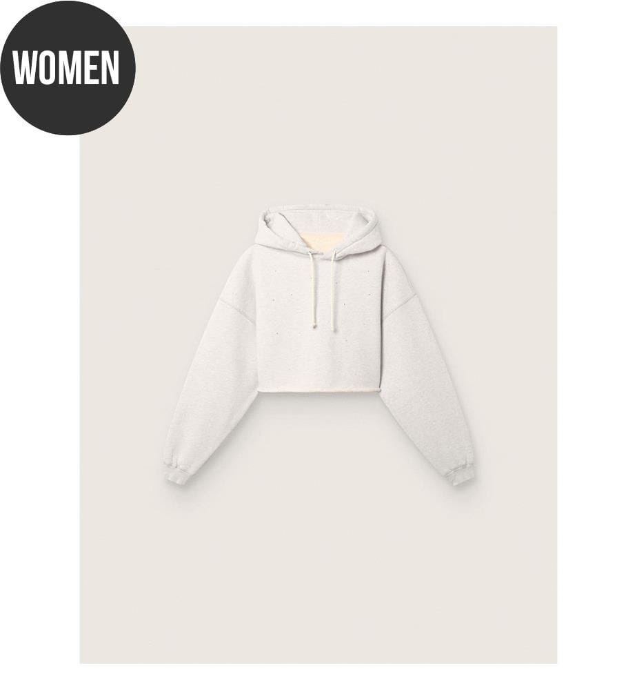 Star Cropped Hoodie - Grau meliert