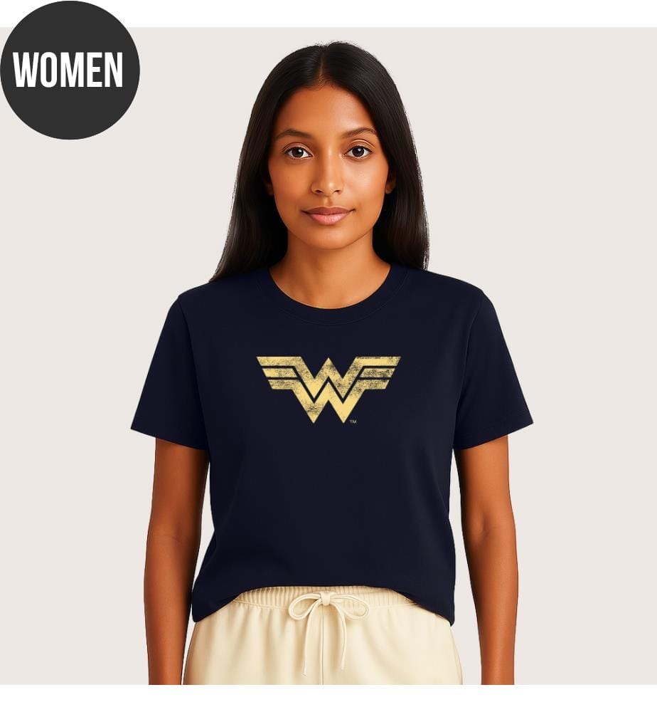 T-Shirt in Marineblau mit Wonder Woman Vintage-Logo