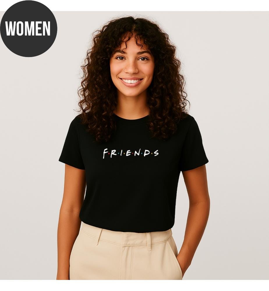 Schwarzes T-Shirt mit „Friends“-Logo
