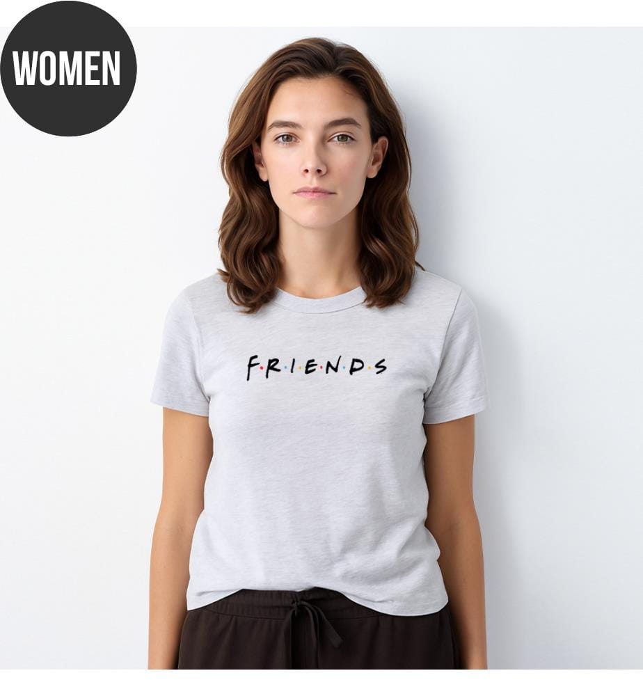 Graues T-Shirt „China“ mit schwarzem „Friends“-Logo