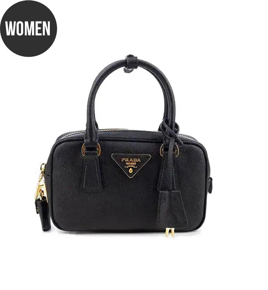 Sac à poignées en cuir Saffiano - Noir