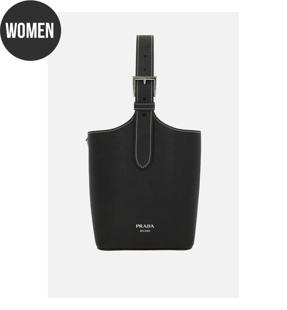 Sac seau en cuir Saffiano – Noir