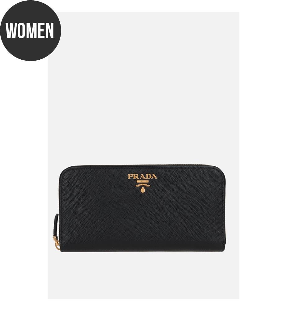 Brieftasche mit Reissverschluss aus Saffiano-Leder - Schwarz