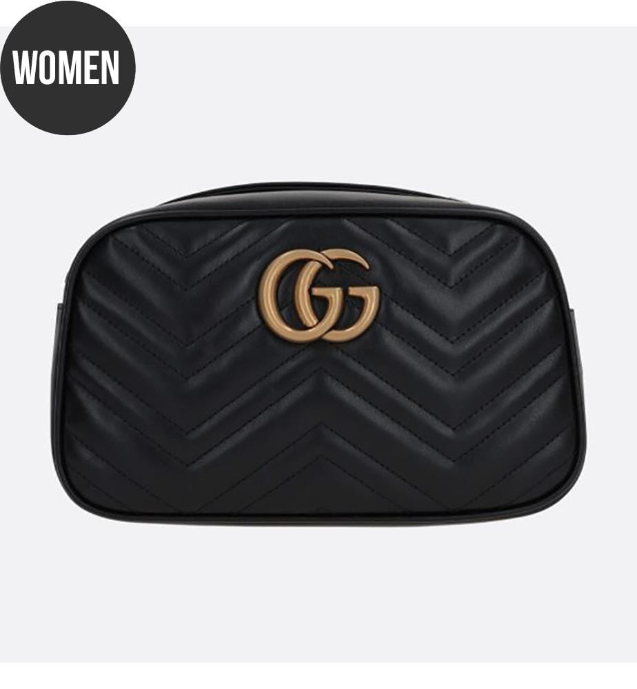 Kleine Quertasche aus gestepptem Leder - Schwarz