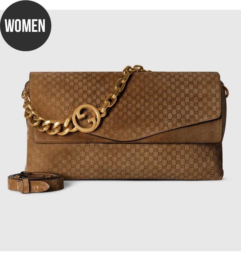 Grosse Umhängetasche mit Kette - Braun