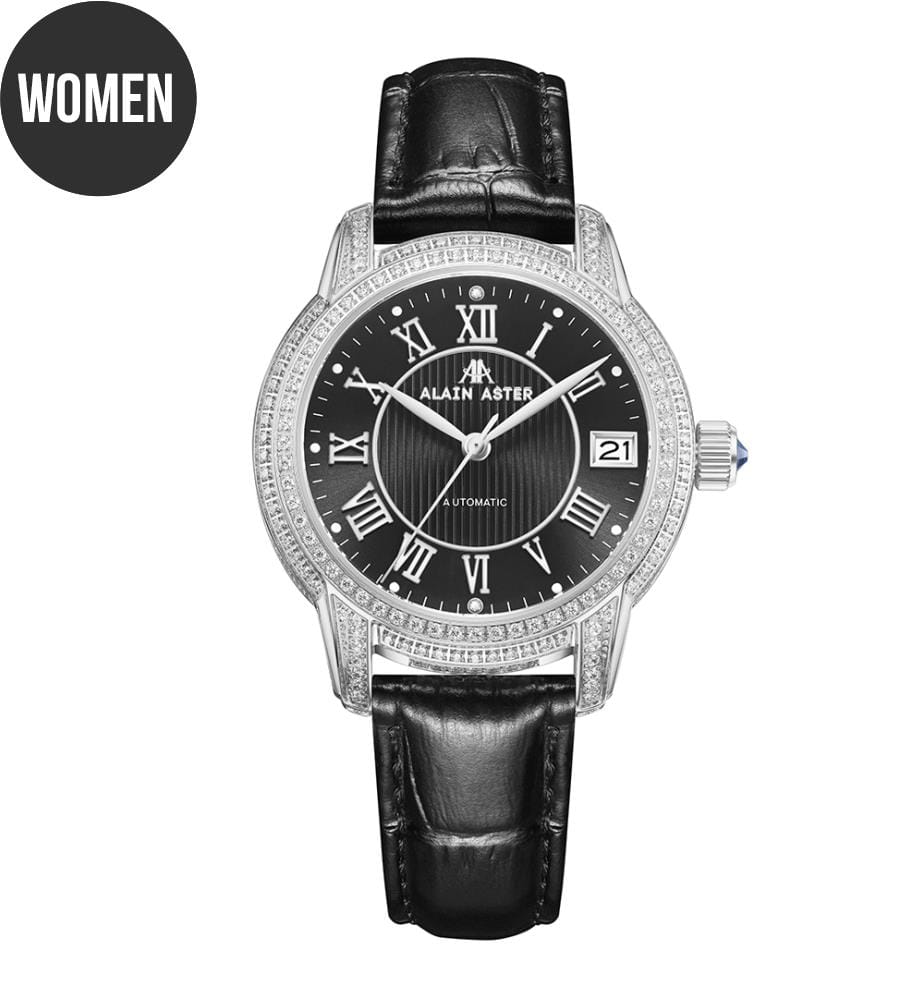 Montre automatique Impératrice en cuir - Noir