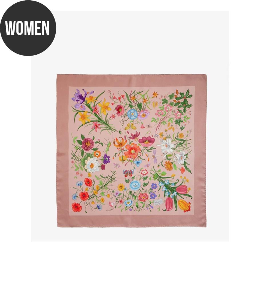 Foulard en soie « Flora » - Mauve et rose