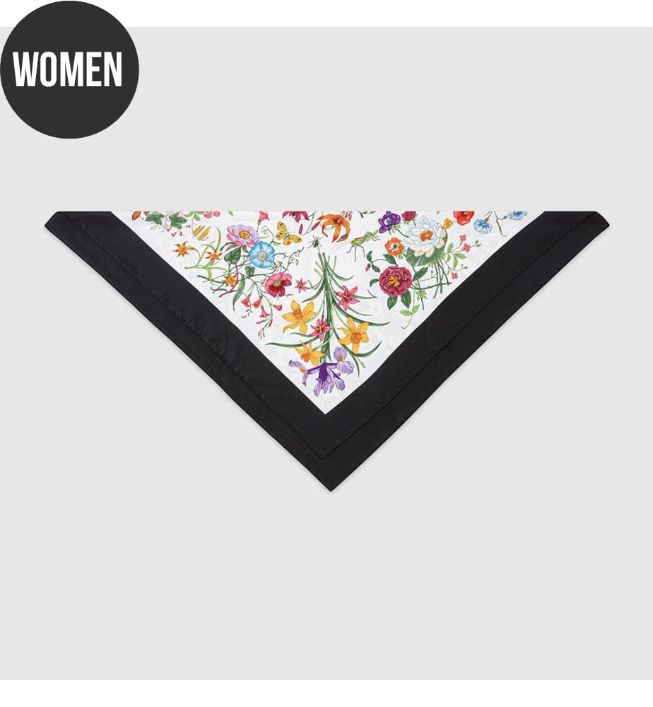 Bandeau en soie imprimée - Blanc Noir