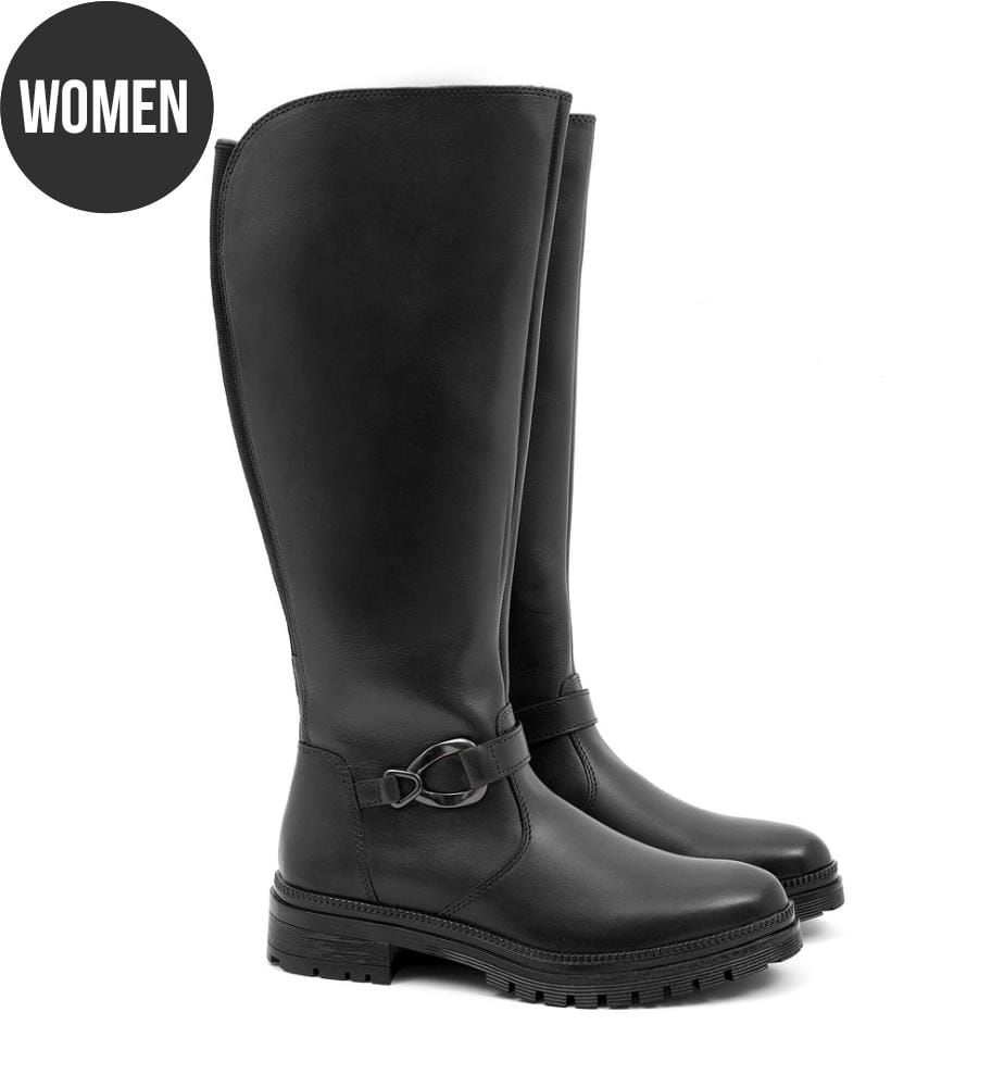 Bottes hautes en cuir - noir