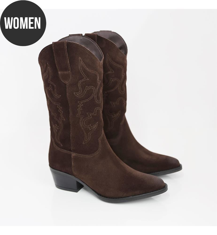 Hohe braune Wildlederstiefel