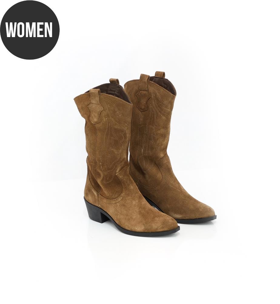 Hohe Stiefel aus Wildleder - hellbraun