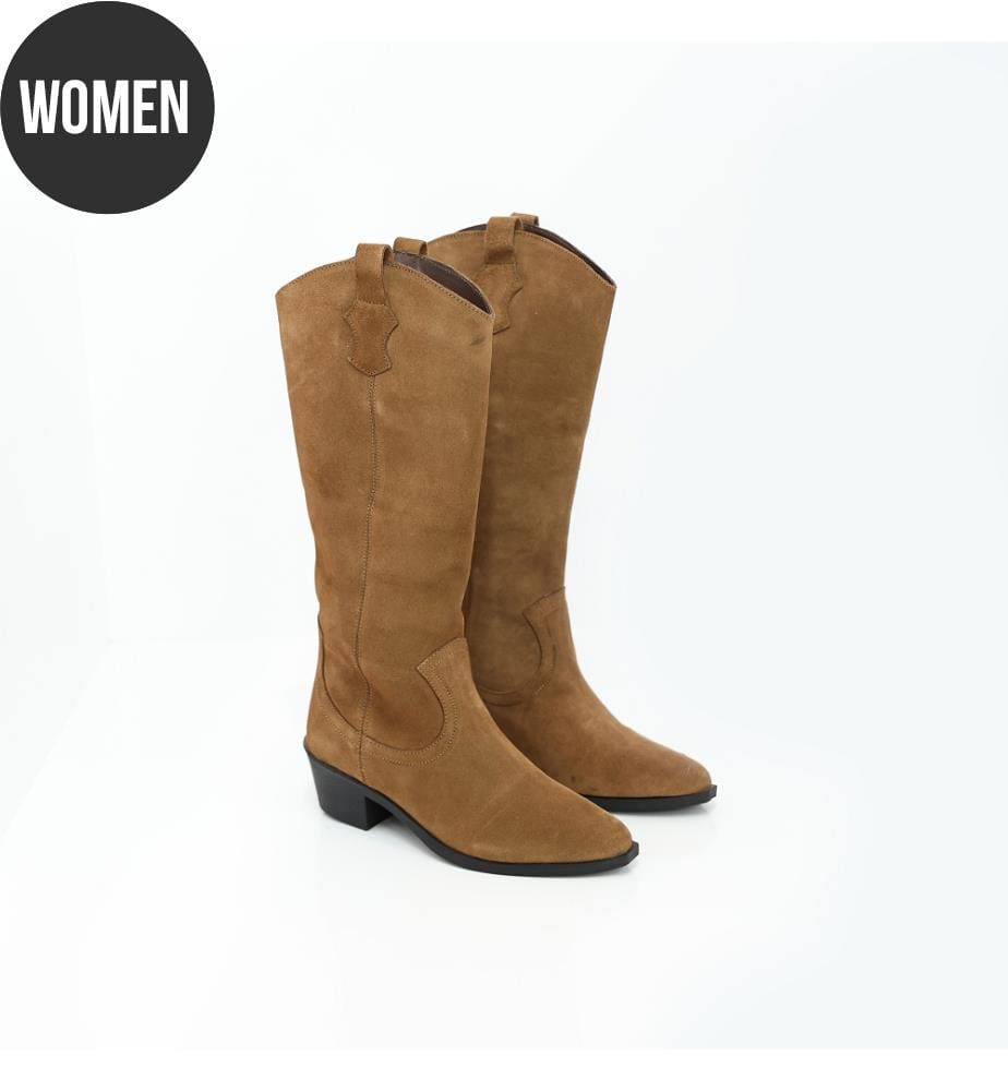 Hohe Stiefel aus Wildleder - hellbraun