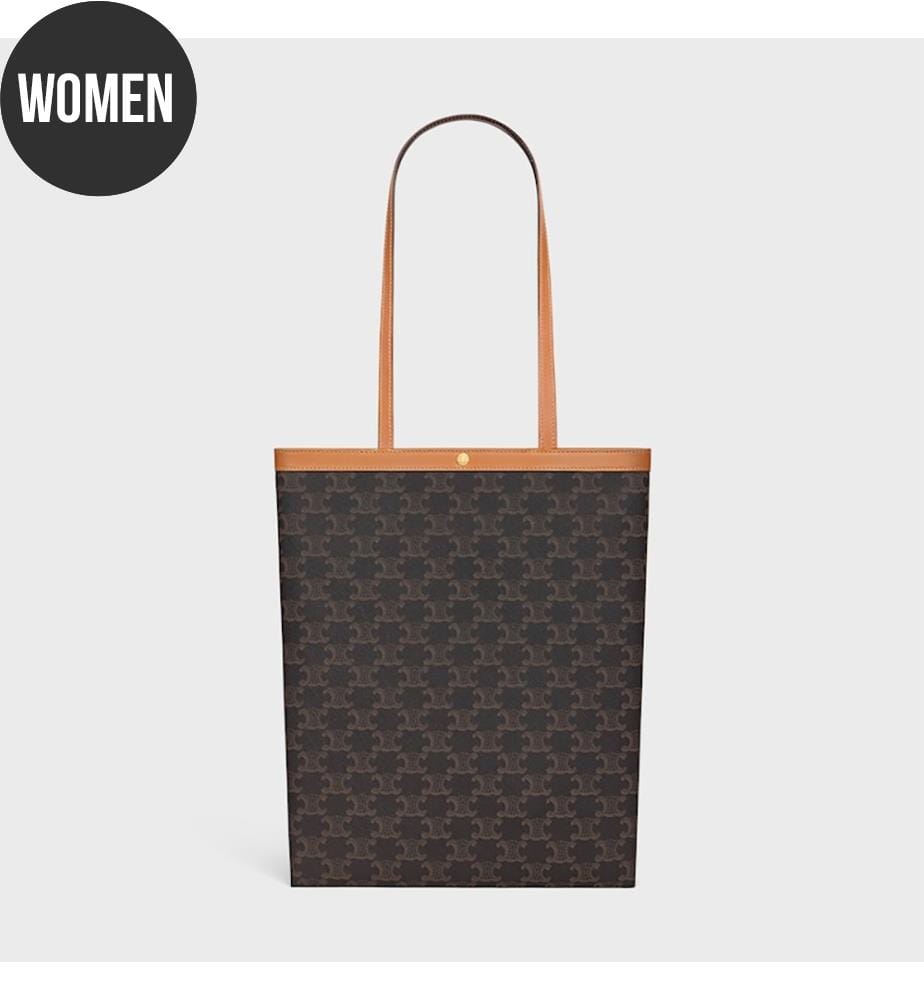 Medium-sized flat tote bag made of Triomphe canvas - Honey