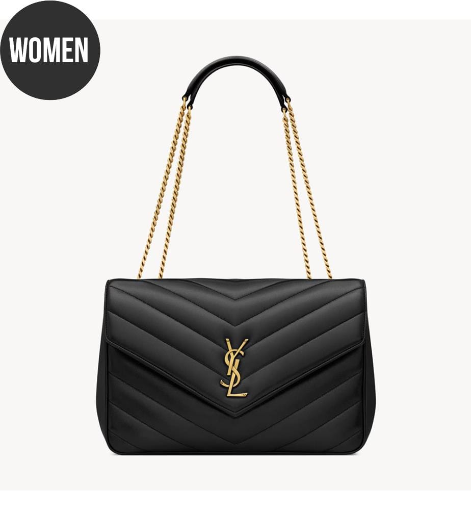 Sac Loulou Large matelassé cuir d'agneau - Noir