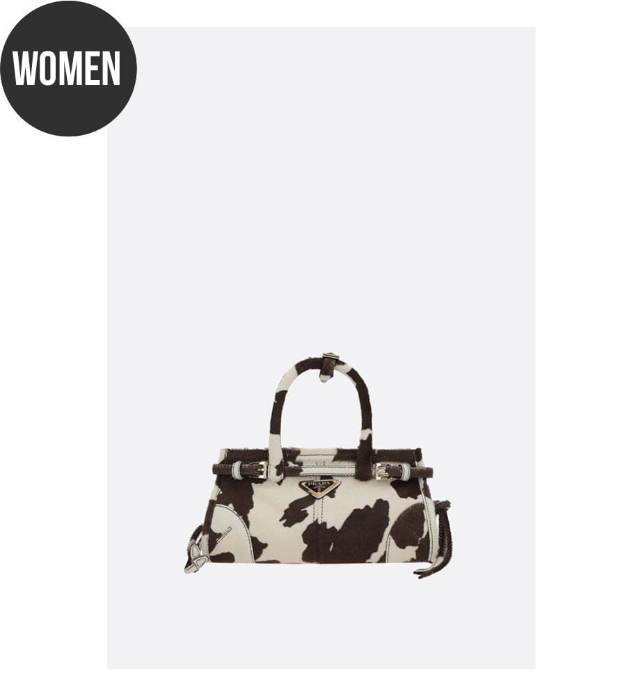 Mini sac à min Bonnie en poils de poney – Blanc et marron foncé