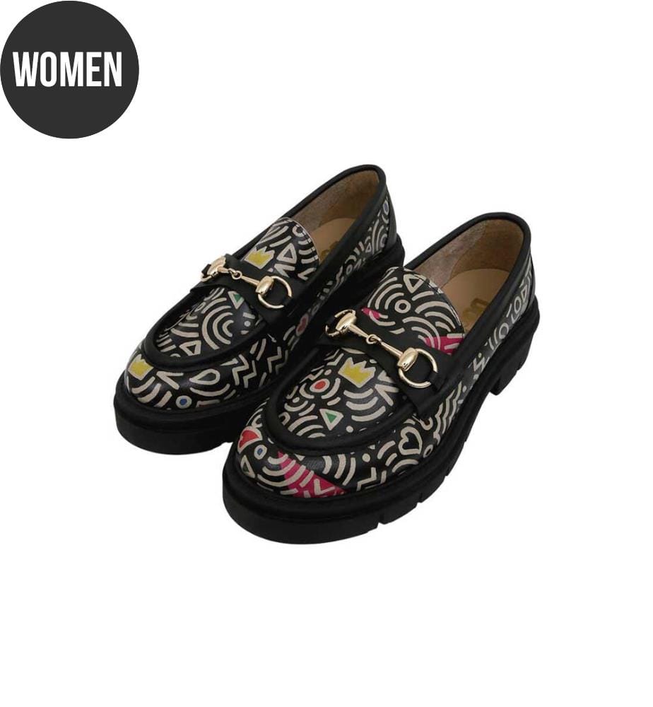 Mehrfarbige Loafers aus Veganleder - Abstraktes Umrissdesign
