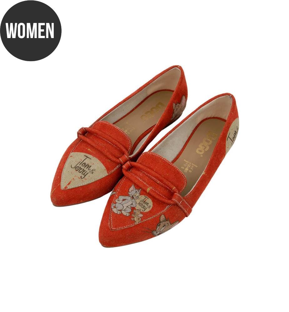 Ballerines en cuir Végétal orange - Warner Bros Tom & Jerry Design