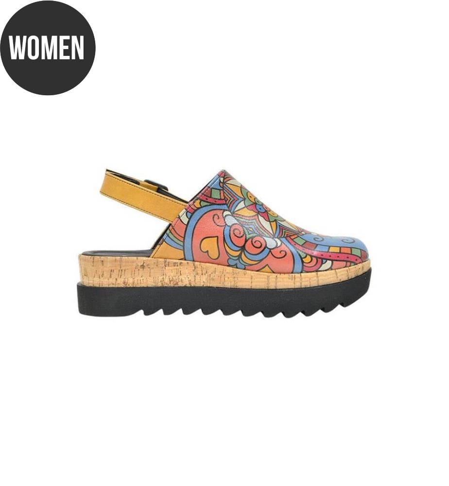 Keilsandalen aus veganem Leder in Orange - India Design