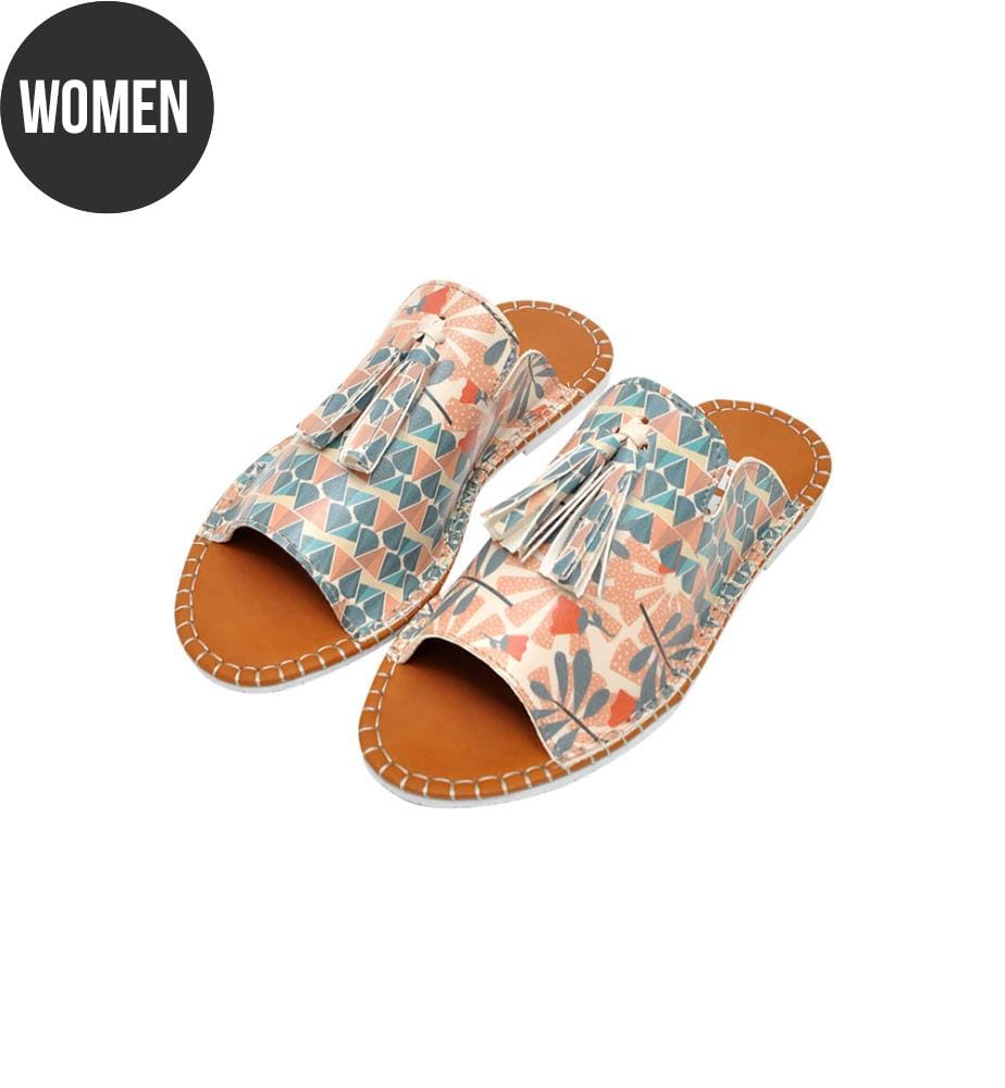 Mehrfarbige Pantoffeln aus Veganleder -Textur Design