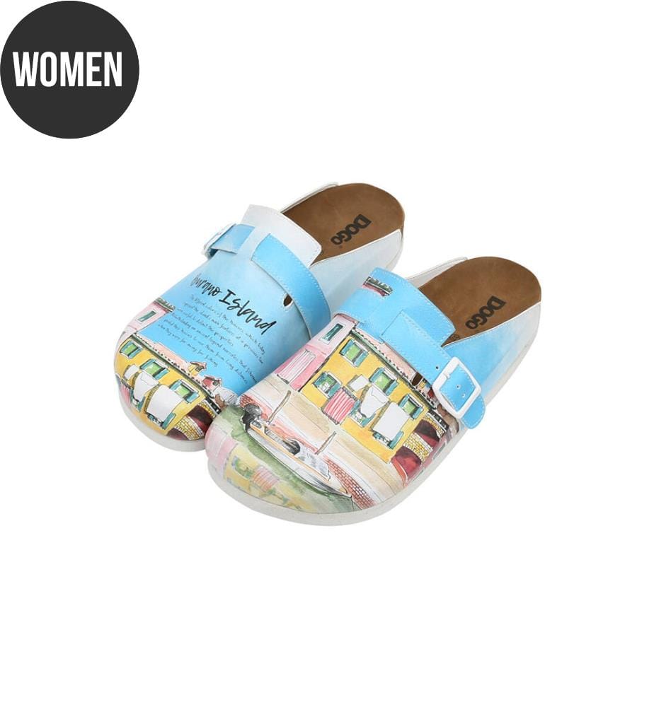 Pantofole in pelle vegana turchese - Burano Island Design