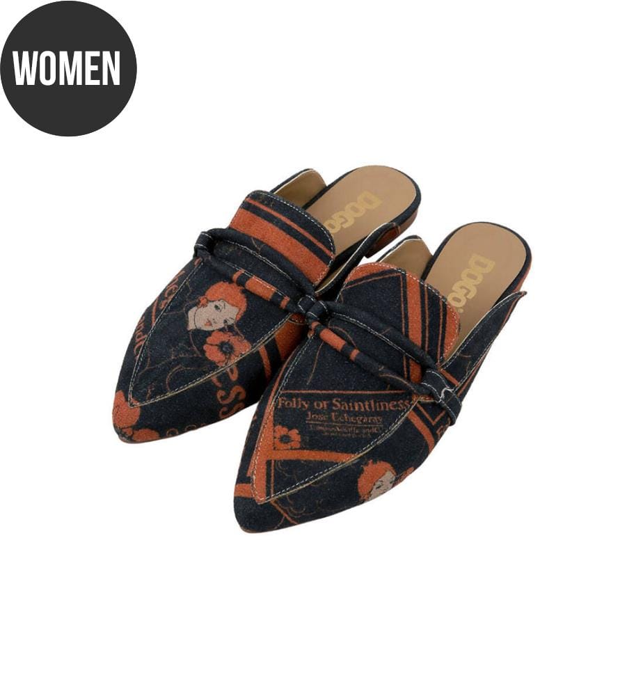 Schwarze Hausschuhe aus veganem Leder - Folly or Saintliness Design