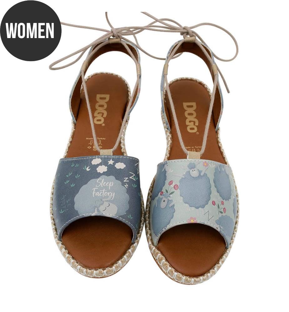 Sandali allacciati in pelle vegana blu - Sleep Factory Design