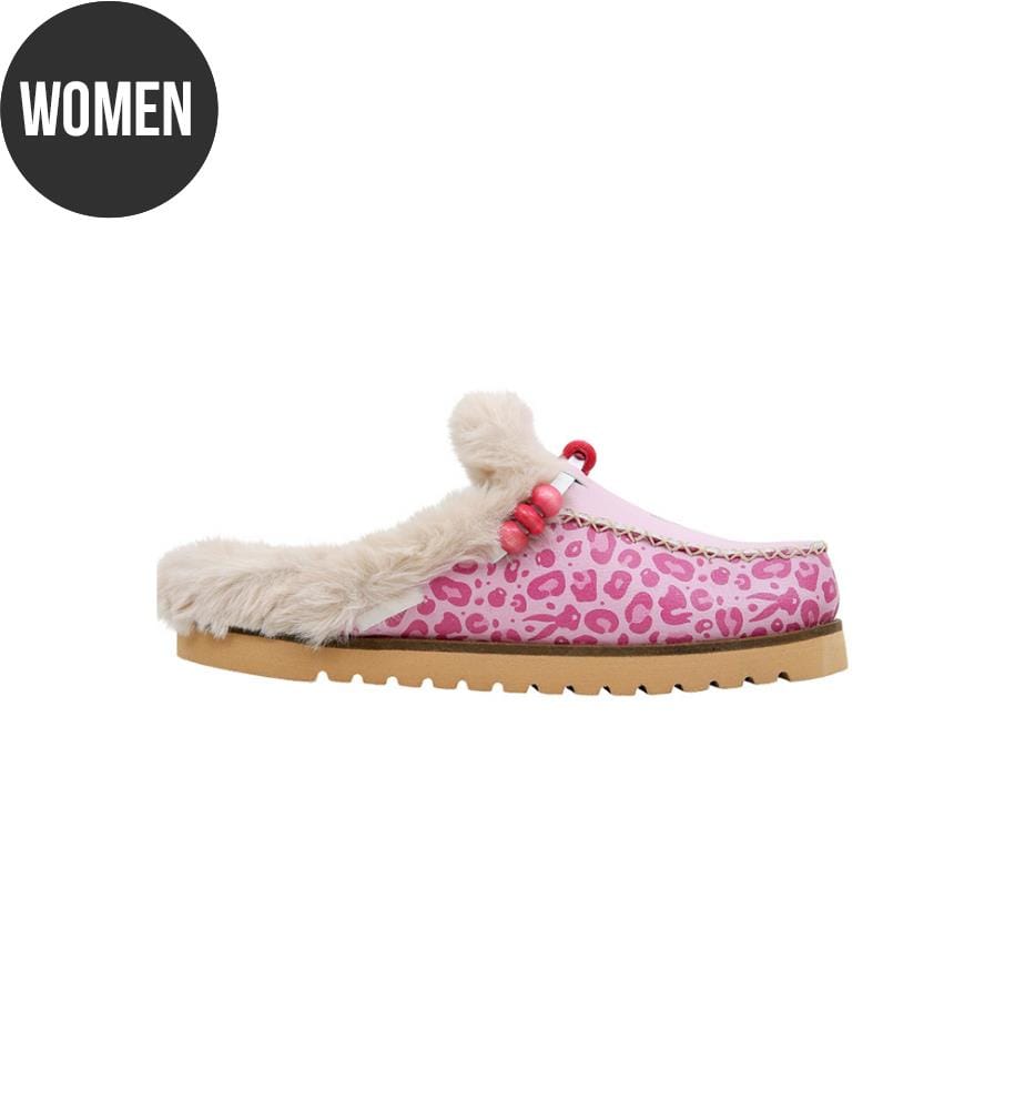 Vegane Damen-Leder-Hausschuhe in Rosa, mit Plüsch gefüttert – Warner Bros., rosa Leopardenmuster, Lola Bunny-Motiv