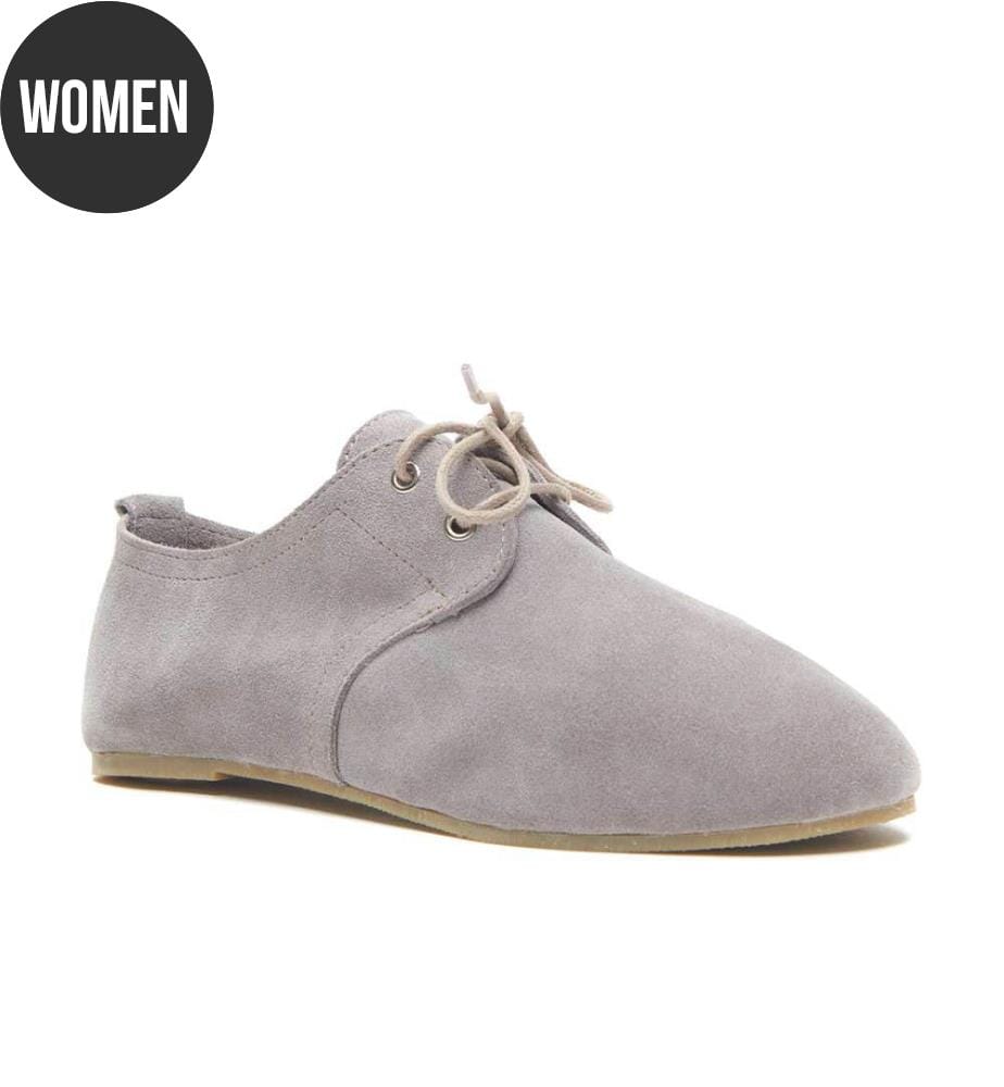 Leder Freizeitschuhe - Grau-Wildleder