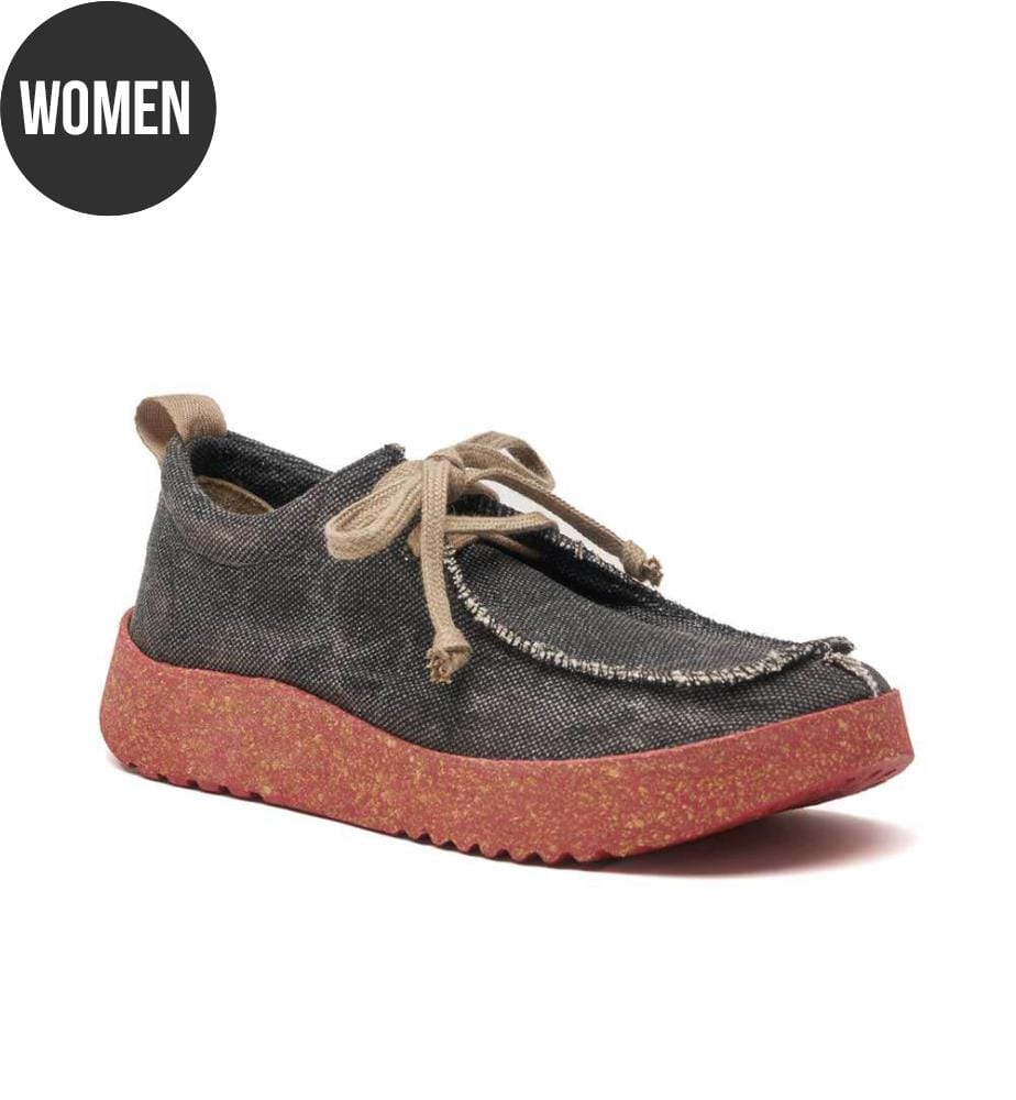  Freizeitschuhe aus Canvas mit Korksohle - Schwarz-Rot