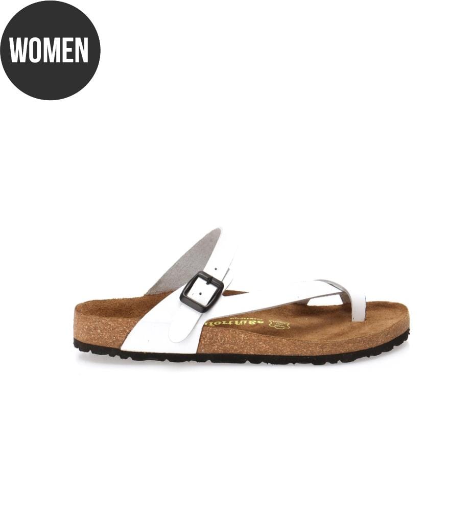 Ledersandalen mit anatomisch geformtem Korkfussbett - Weiss