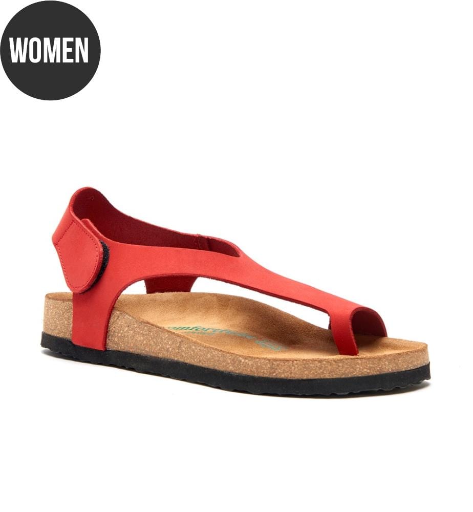 Ledersandalen mit anatomisch geformtem Korkfussbett - Rot