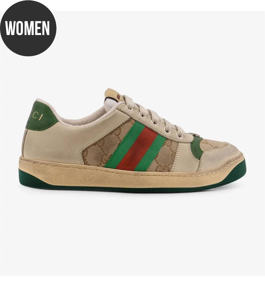 Scarpe da ginnastica in pelle e tessuto - Beige