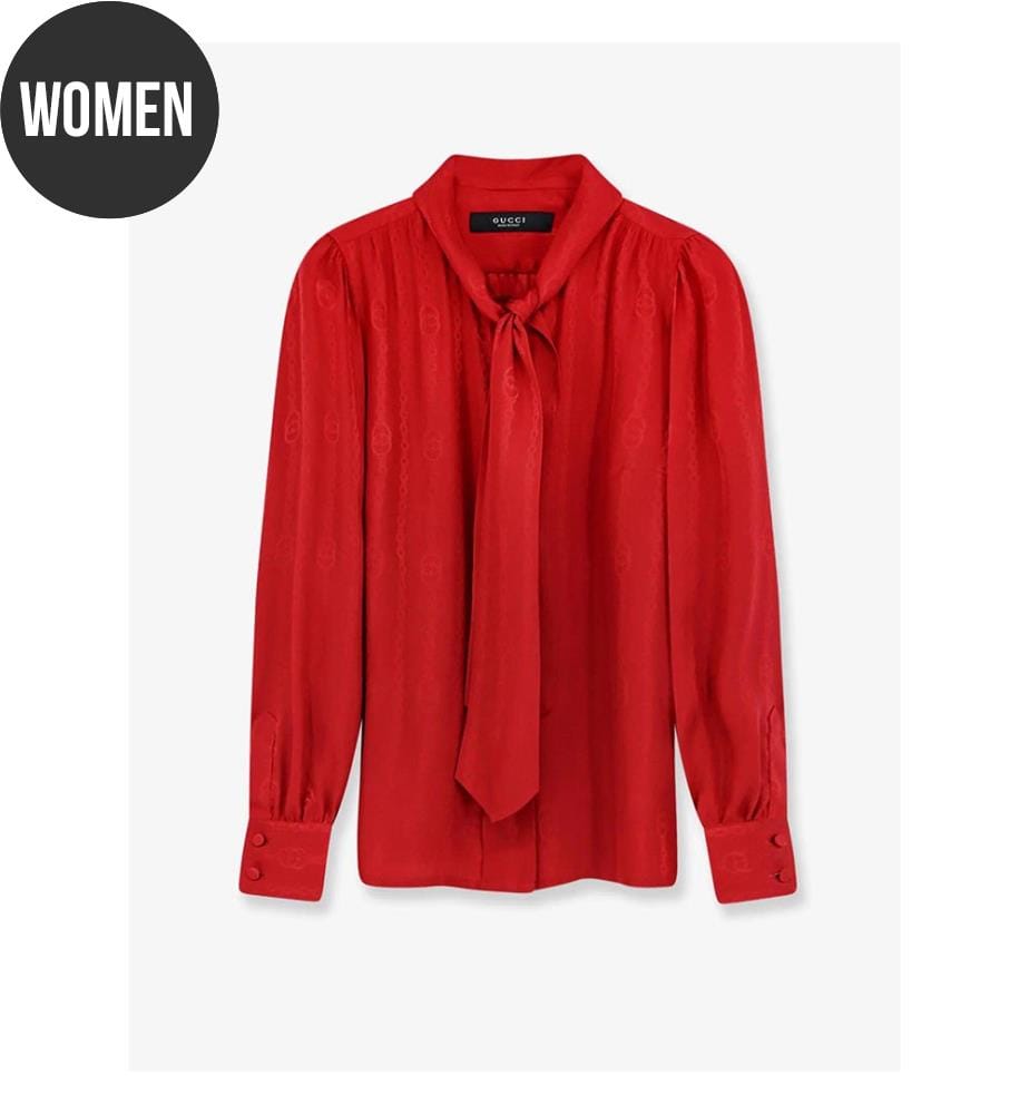 Chemise en soie à noeud - Rouge