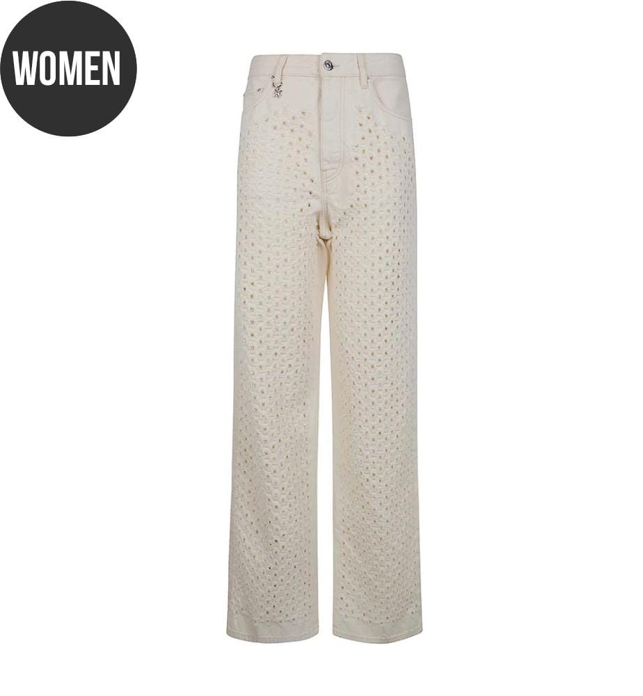 Bouclé-Denim-Jeans in gerader Passform – Nude & Neutrals